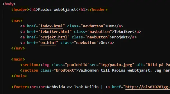 Bild på HTML5 kod