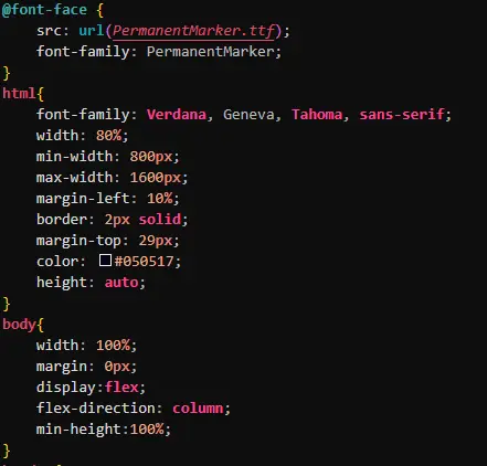 Bild på CSS kod