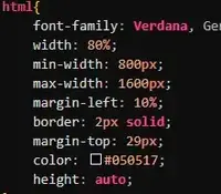 Bild på CSS kod